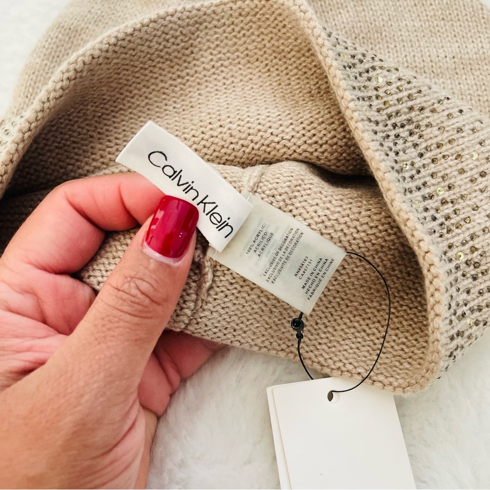 Calvin Klein Tan Knit Beanie - Picture 5 of 5